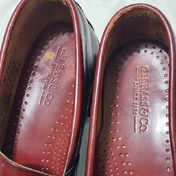 Bass Classic Weejun Burgundy Leather Penny Loafers, Men's 9D - Picture 3 of 5